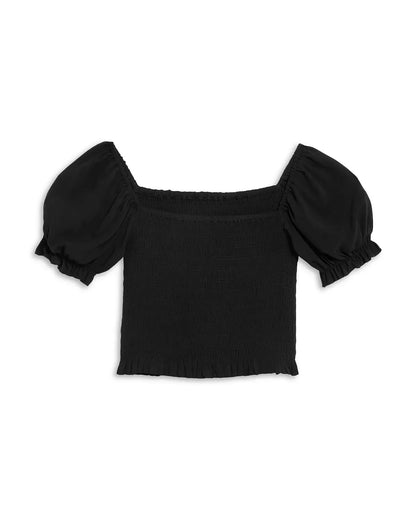 JUNIOR MARLEE PUFF SLEEVE SOLID TOP
