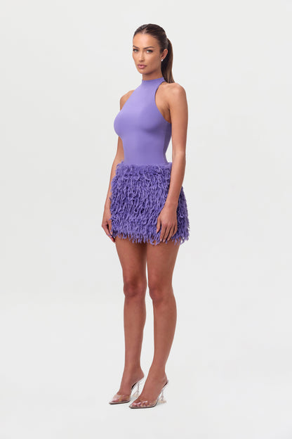 Faux Feather Mini Skirt
