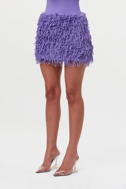 Faux Feather Mini Skirt