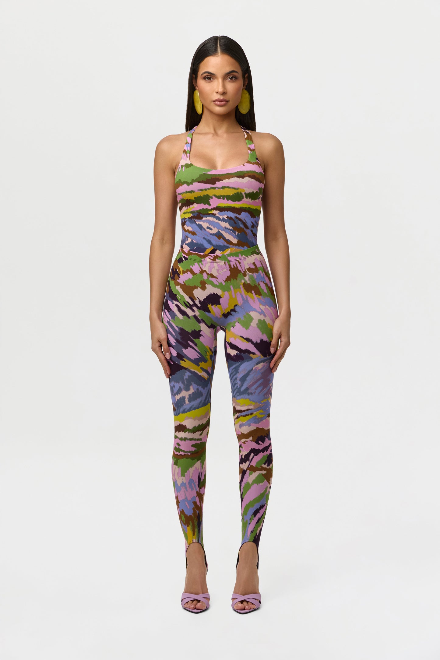 Naked Print Racerback Scoop Tank Bodysuit