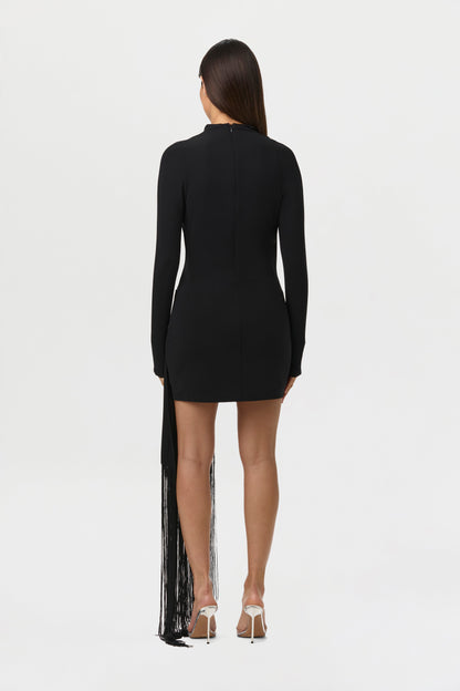 Draped Fringe Mini Dress
