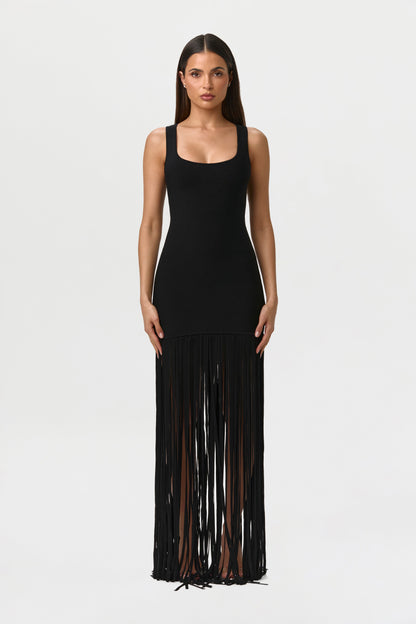 Knit Fringe Tank Dress