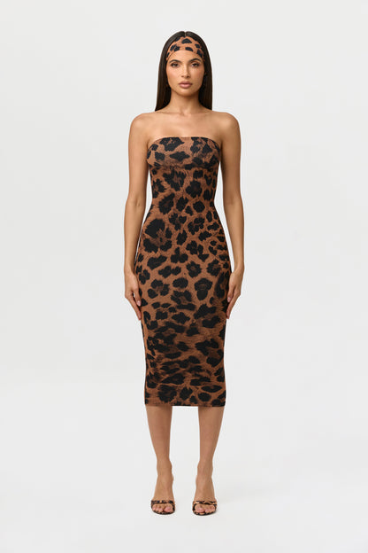 Naked Print Tube Midi Dress