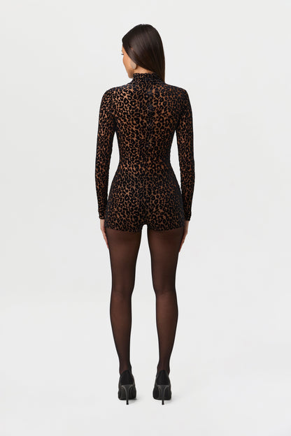 Burnout Print Turtleneck Romper