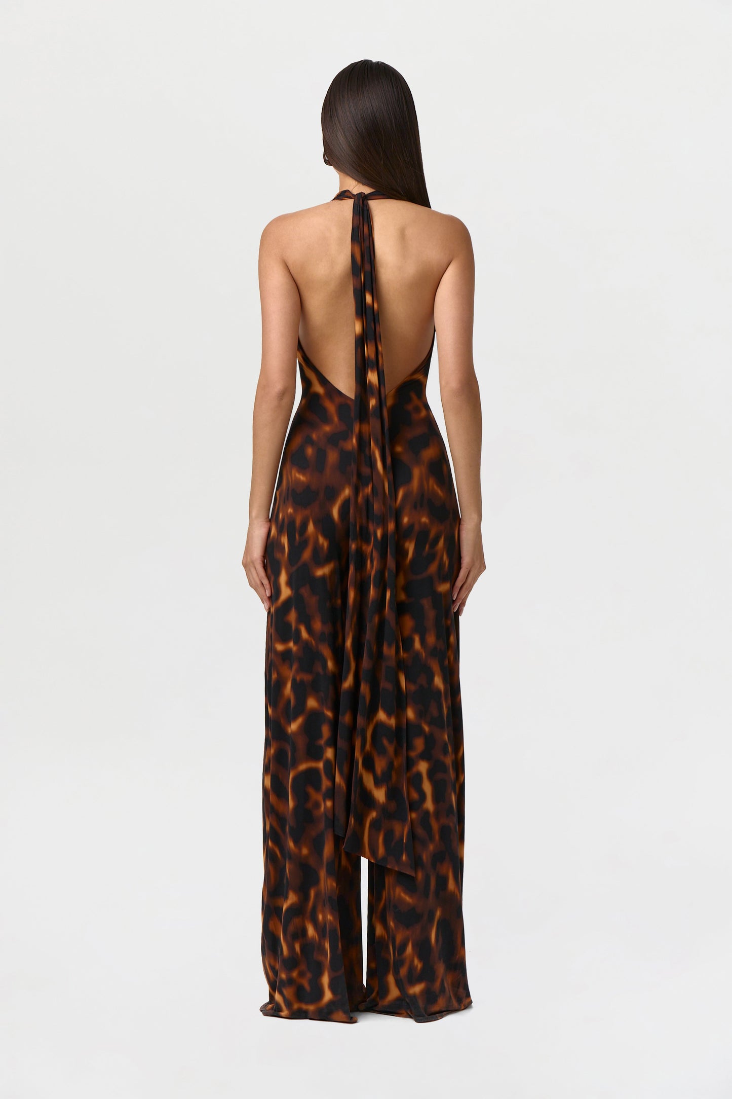 Naked Print Halter Wide Leg Jumpsuit