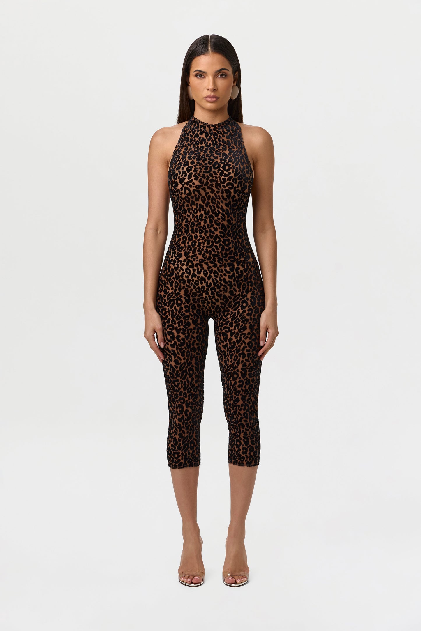 Burnout Halter Capri Jumpsuit Petite
