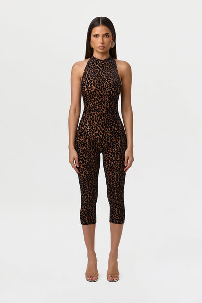 Burnout Halter Capri Jumpsuit Petite