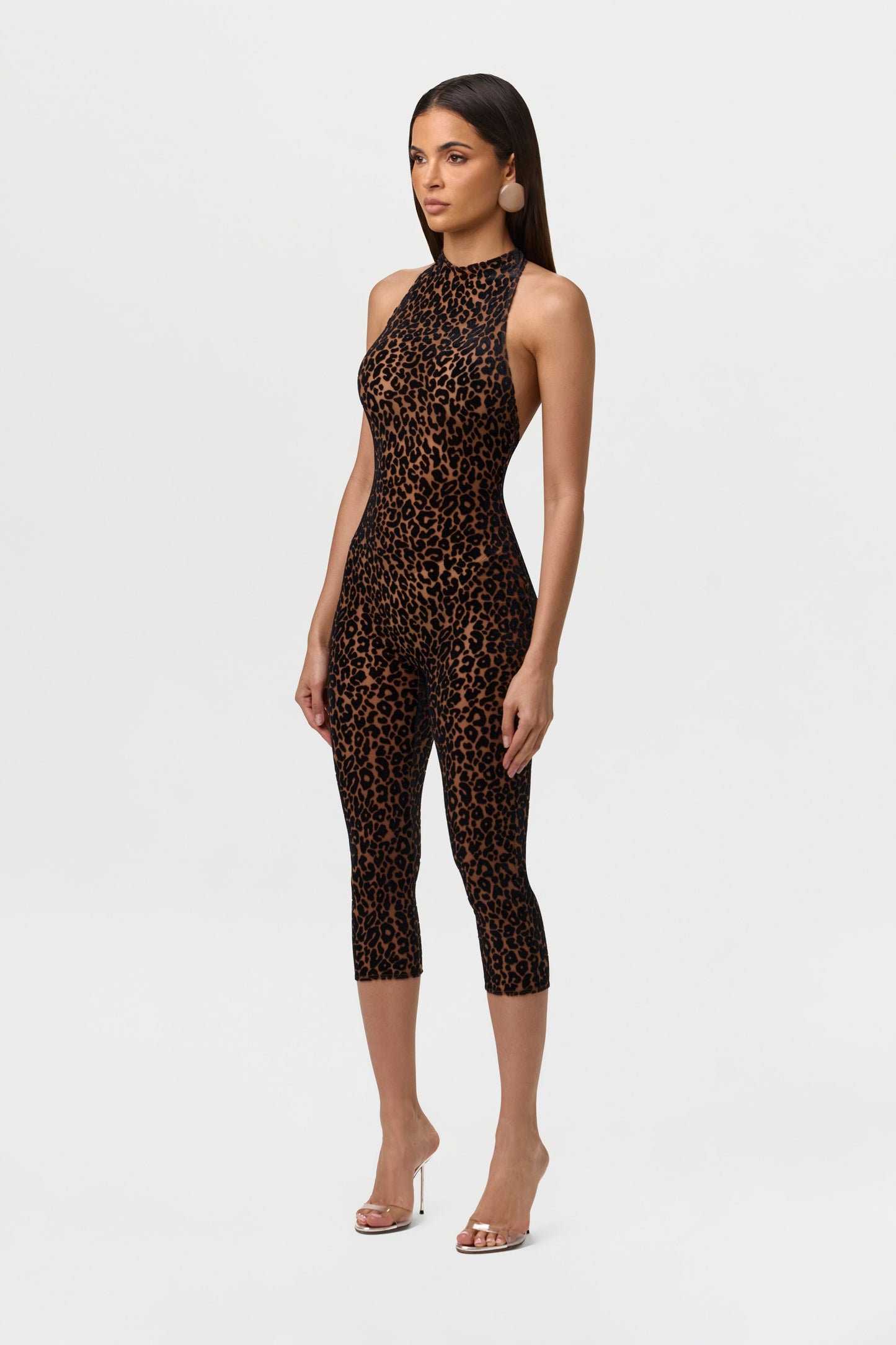 Burnout Halter Capri Jumpsuit Petite
