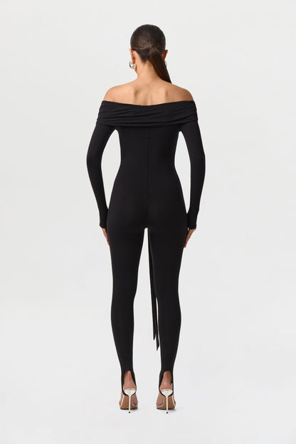 Naked Off-Shoulder Tie Jumpsuit Petite