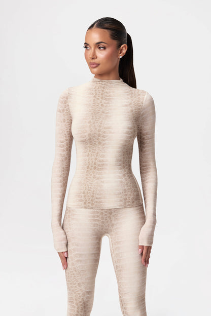 Naked Print Mock Neck Top