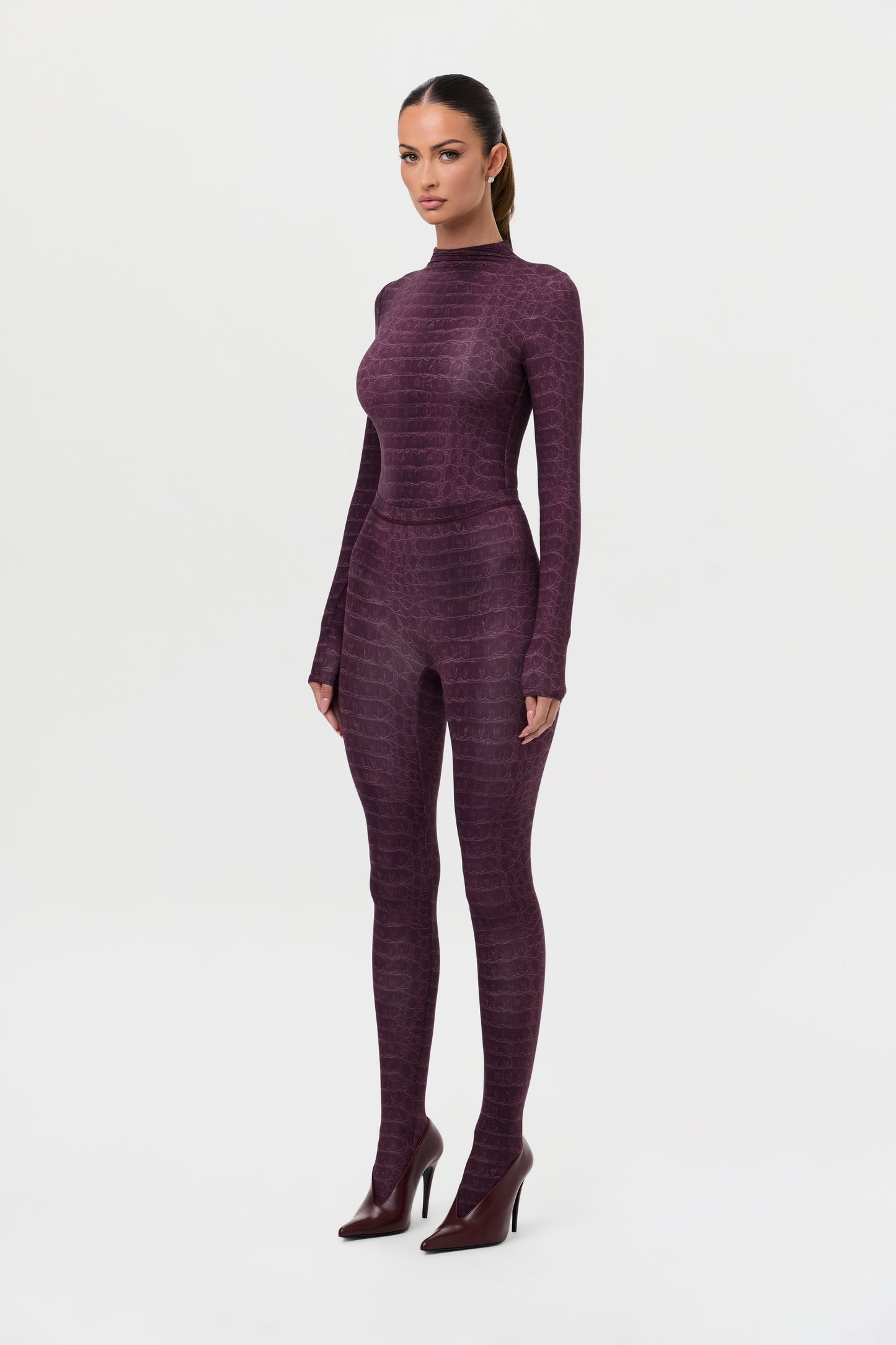 Naked Print Mock Neck Top