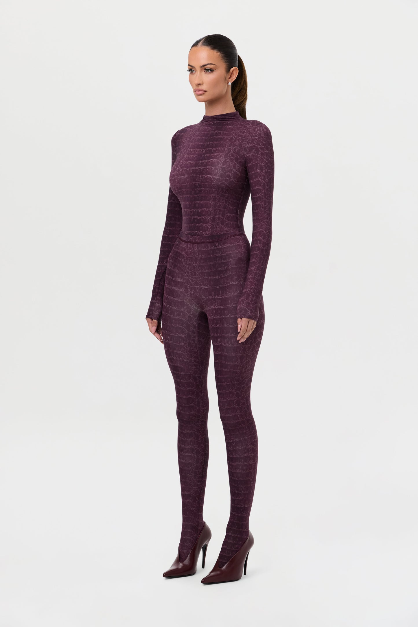 Naked Print Mock Neck Top