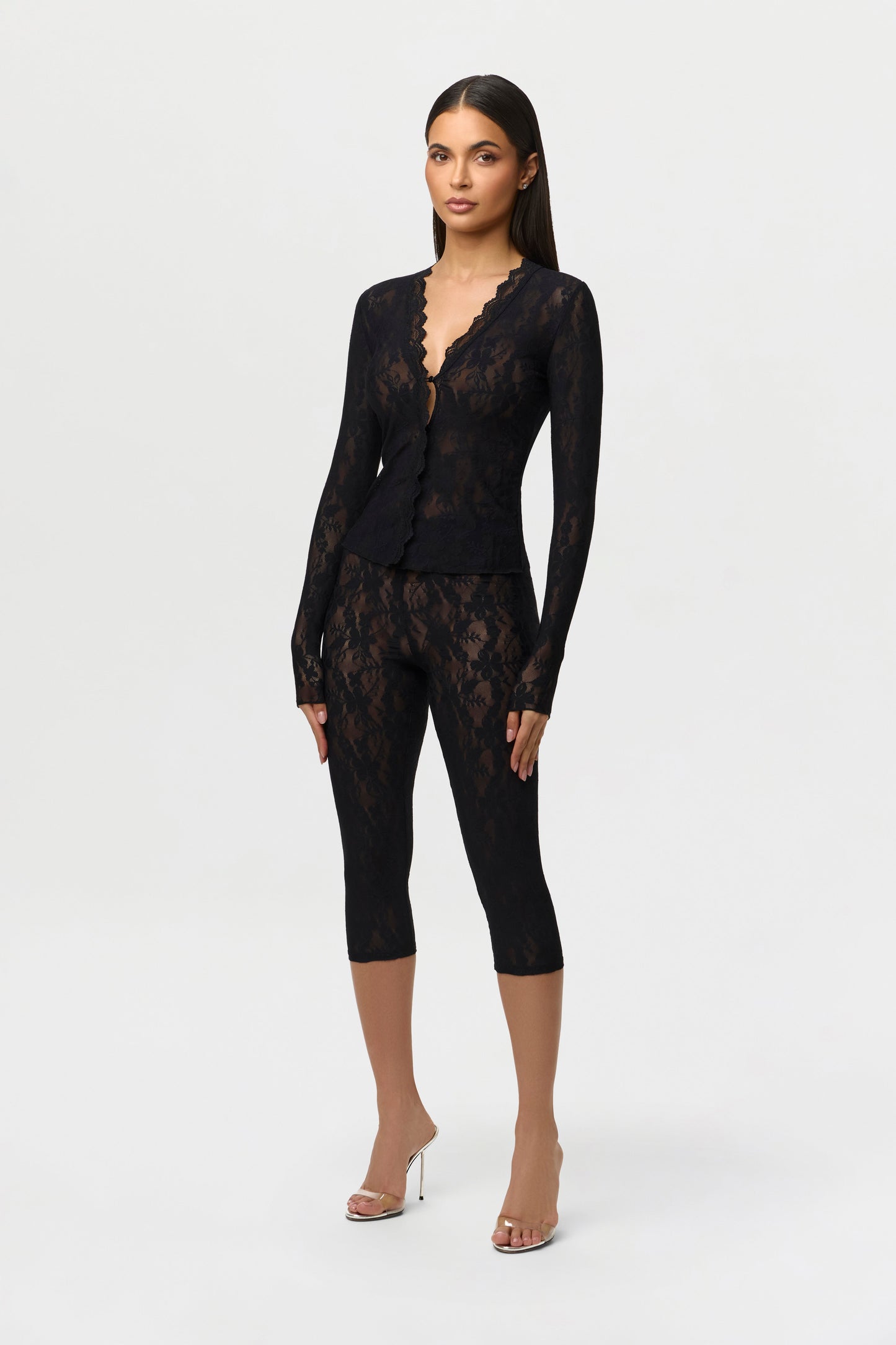 Stretch Lace Cropped Legging