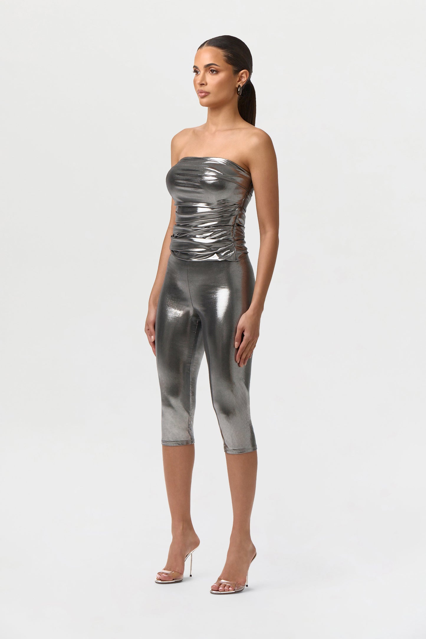 Foil Jersey Capri Leggings