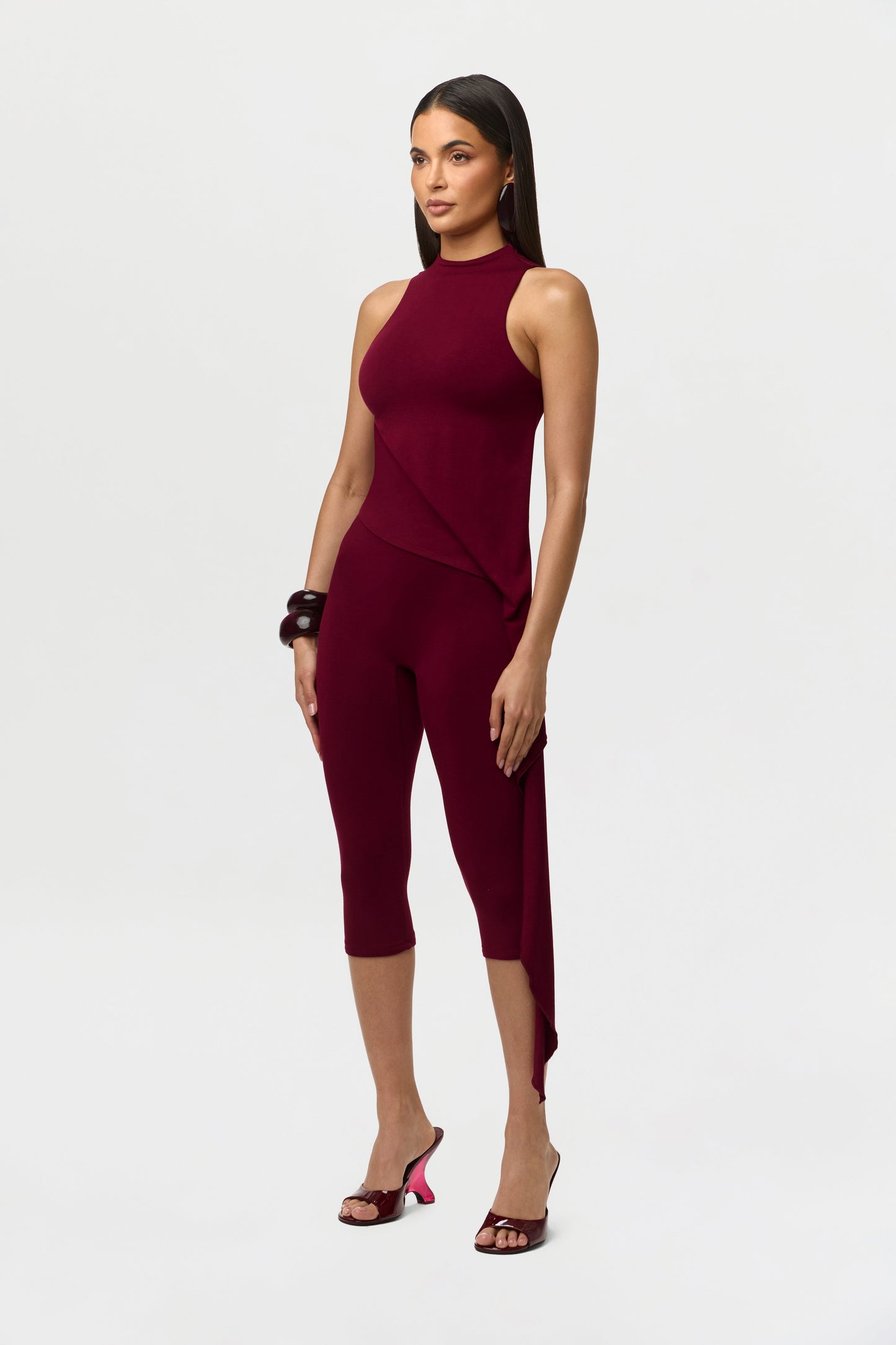Smooth Sleeveless Drape Top