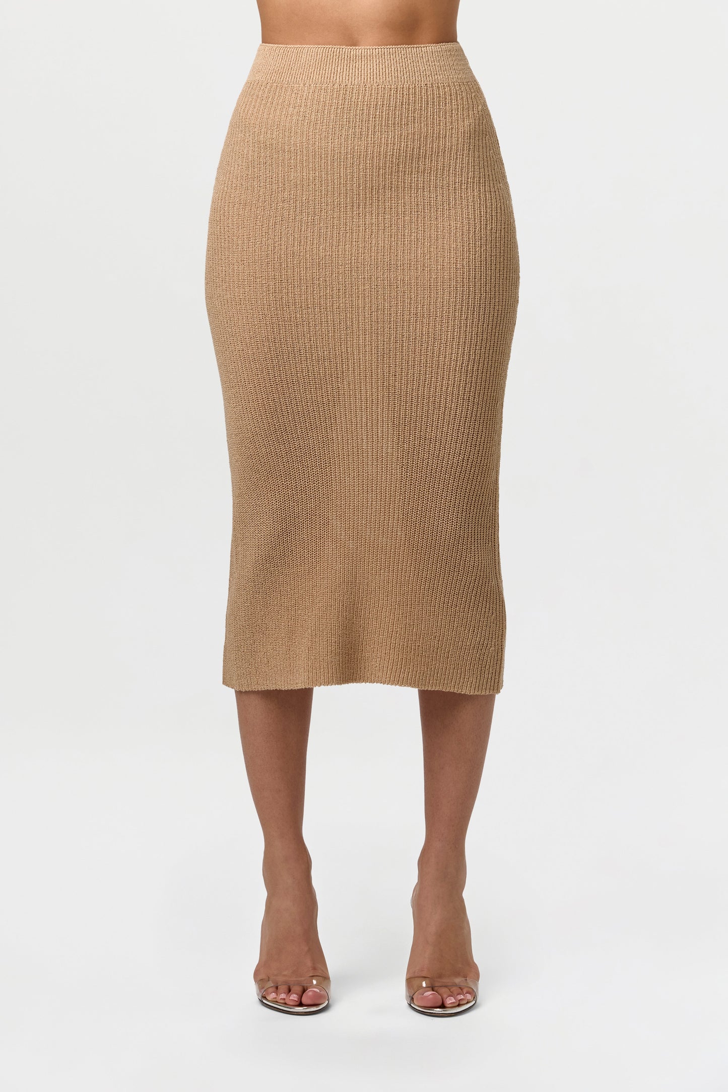 Knit High Waist Midi Skirt