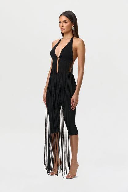 Knit Fringe Bra Halter Top