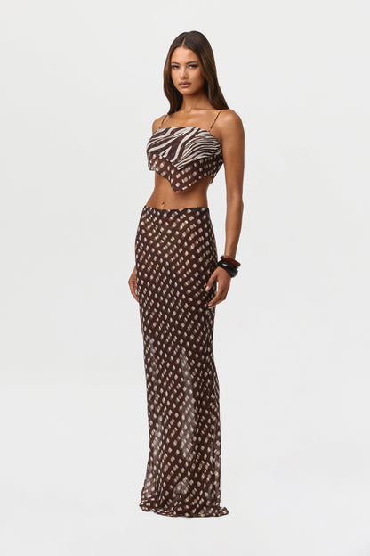 Chiffon Print Maxi Skirt