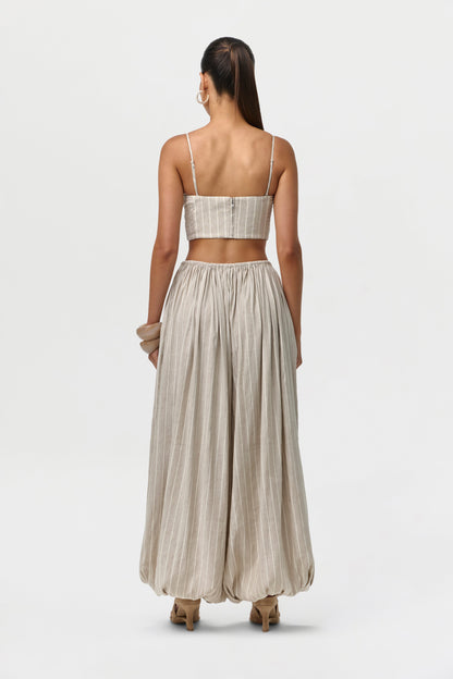 Linen Pinstripe Bustier Crop Top