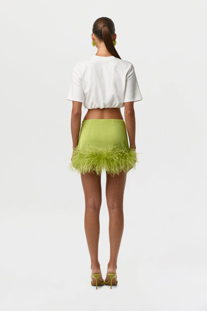 Satin Feather Mini Skirt