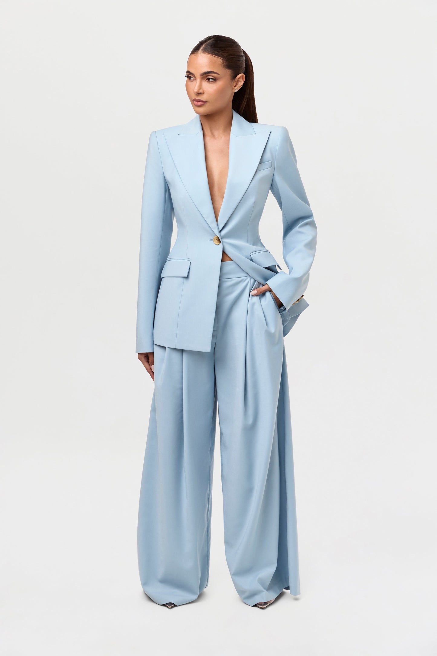 Suiting Pleated Wide-Leg Pant