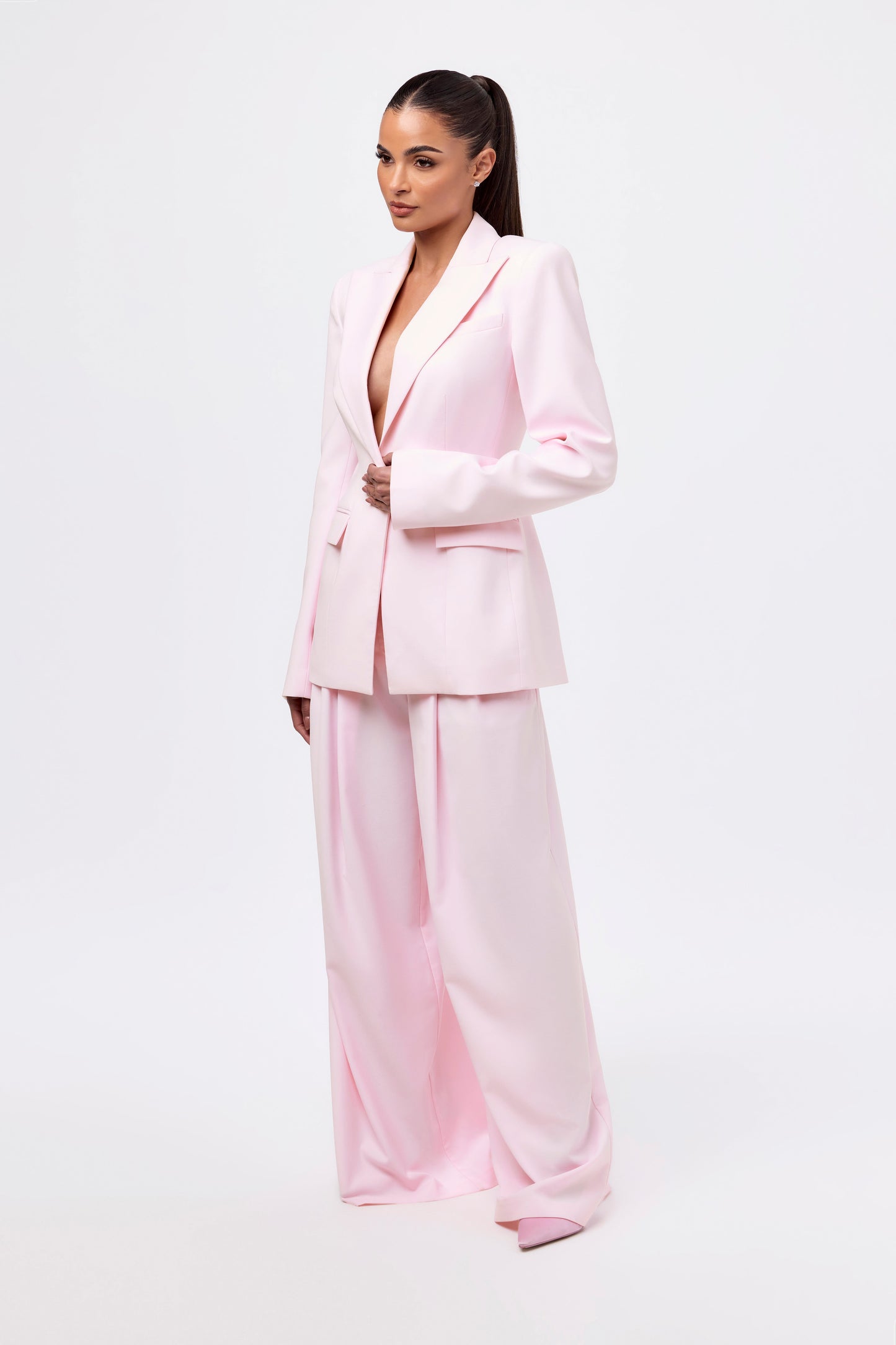 Suiting Pleated Wide-Leg Pant