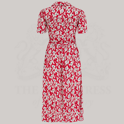 Peggy Wrap Dress in Red Pansy