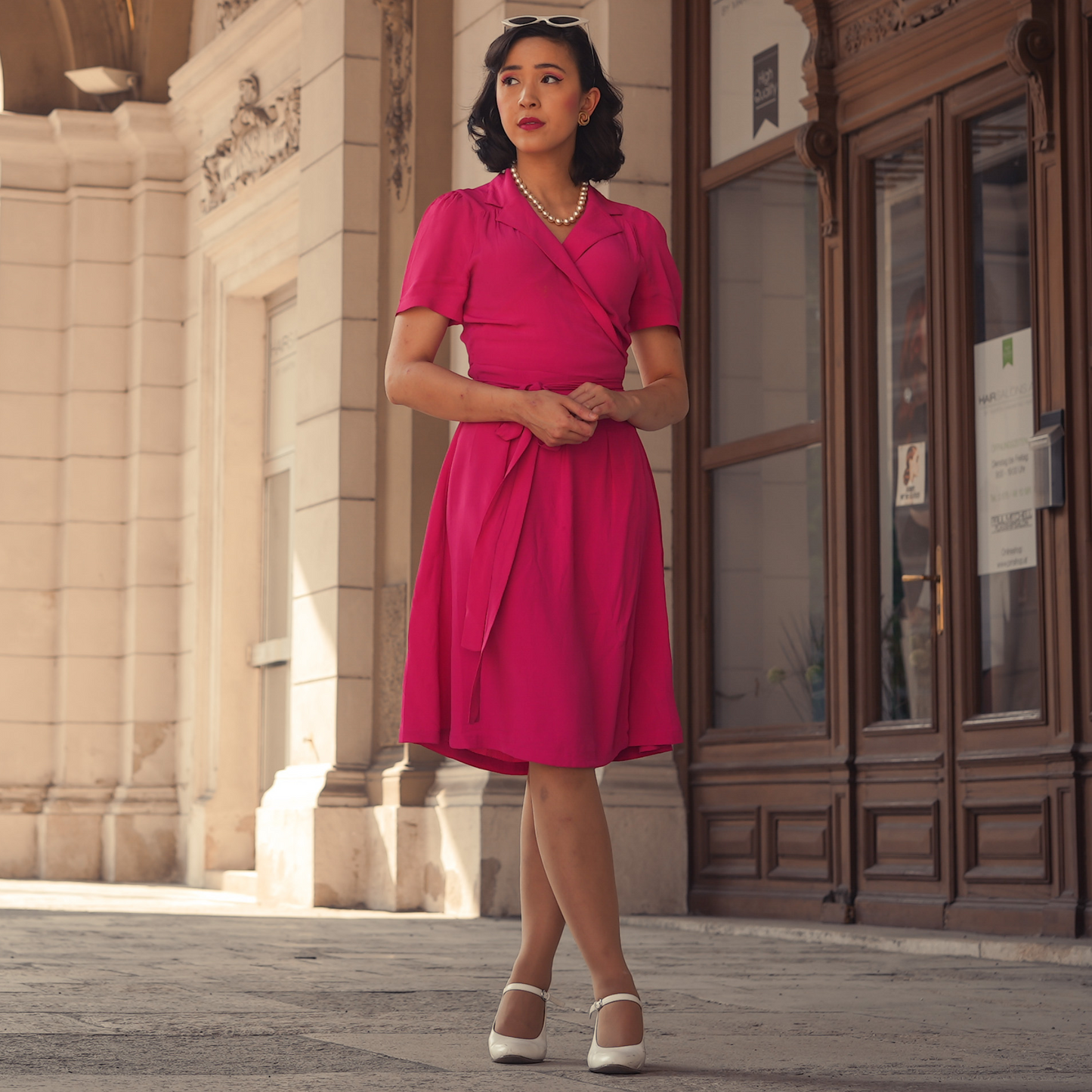 Peggy Wrap Dress in Raspberry
