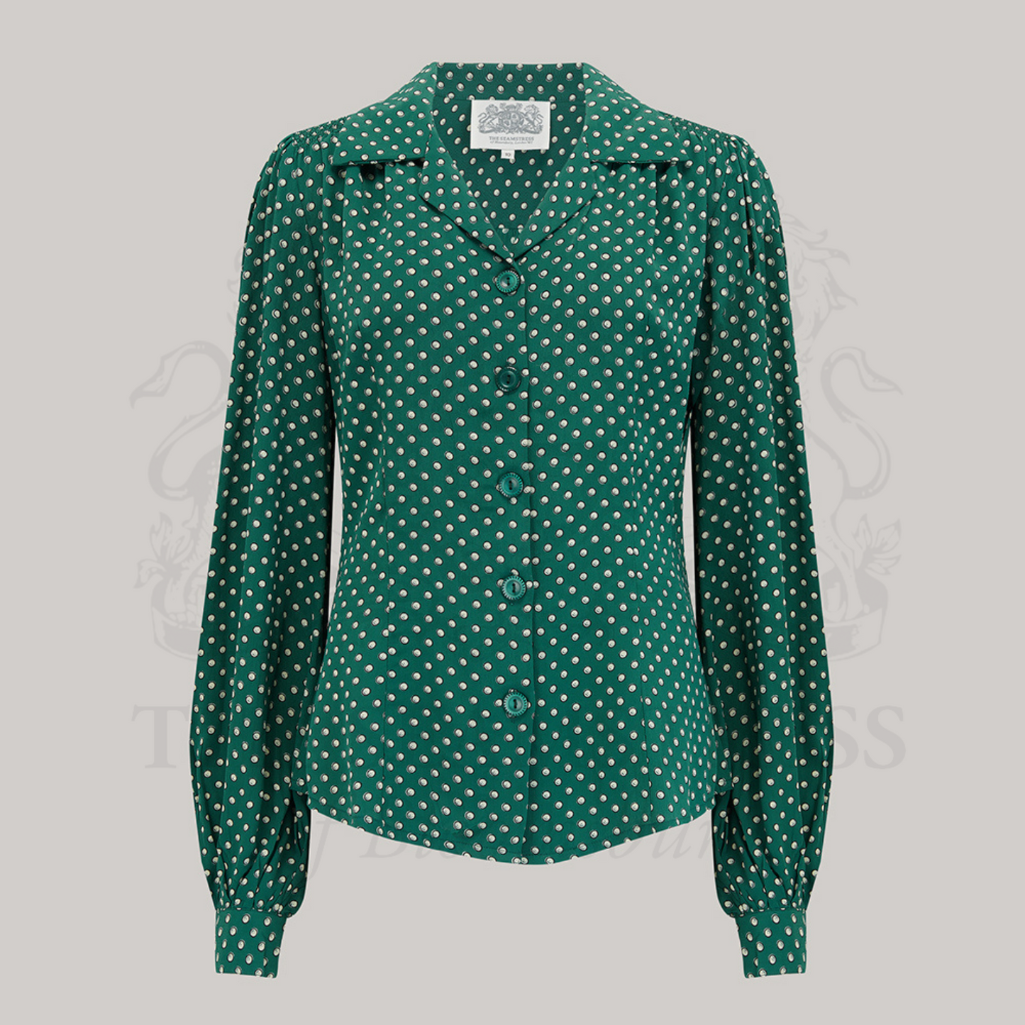 Poppy Blouse in Green Ditzy Dot