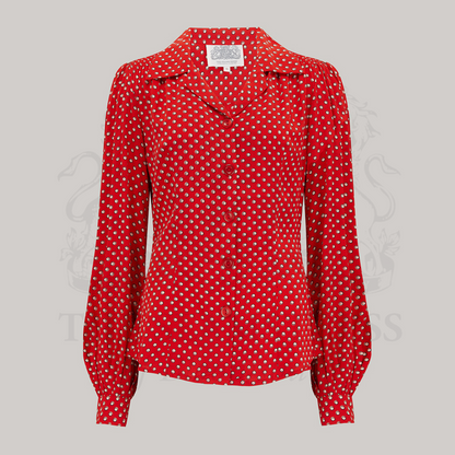 Poppy Blouse in Red Ditzy Dot