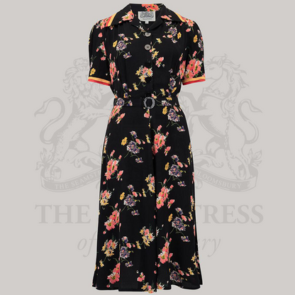 Roma Dress in Black Mayflower