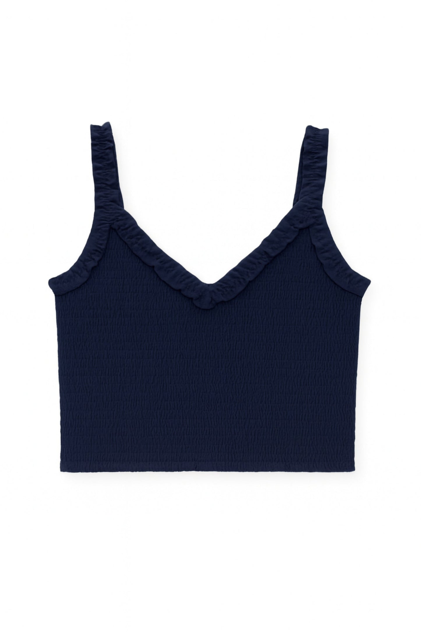 TWEEN SHARI SMOCKED CROPPED SOLID TOP
