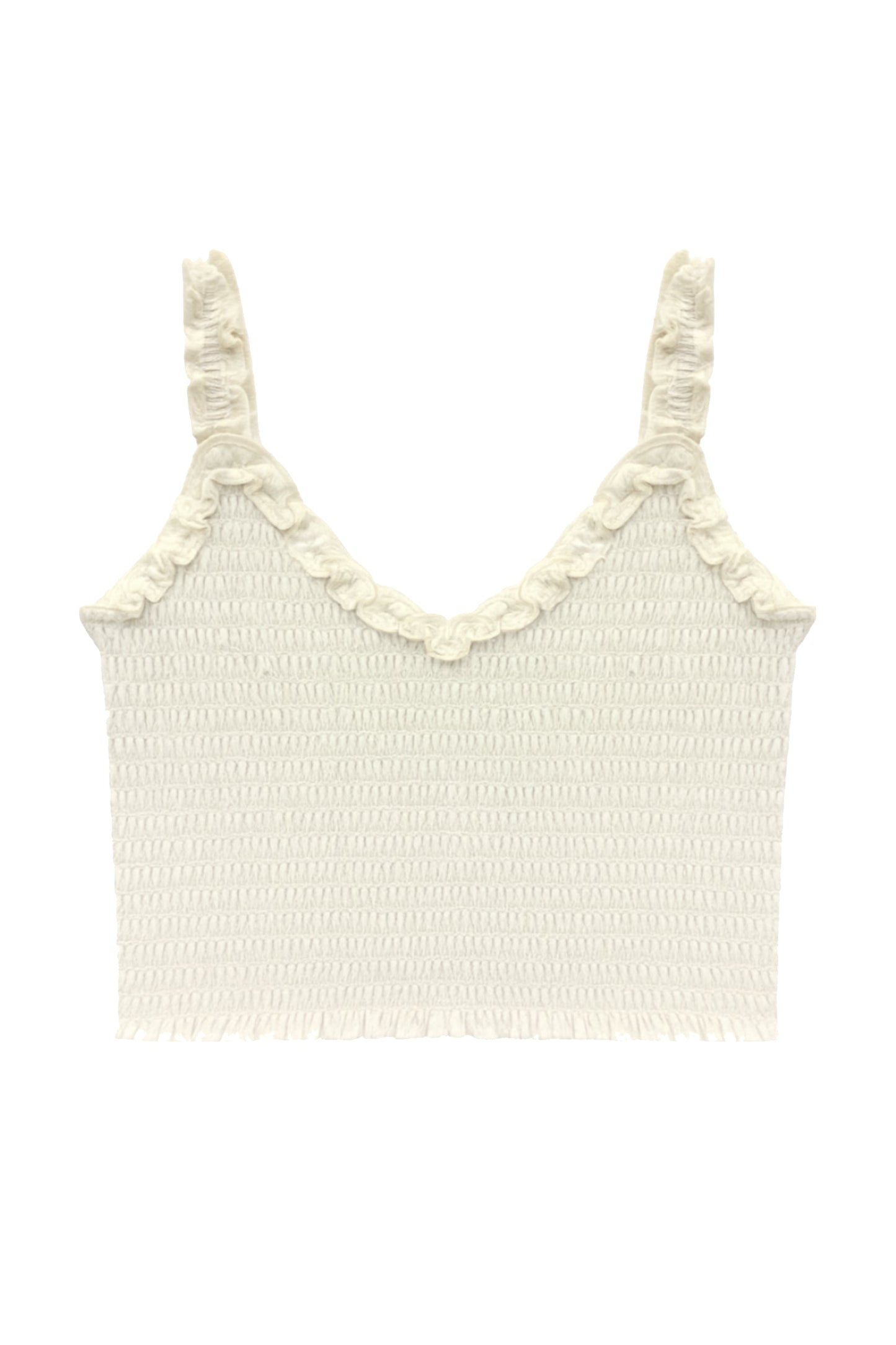 TWEEN SHARI SMOCKED CROPPED SOLID TOP