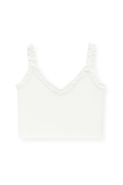 TWEEN SHARI SMOCKED CROPPED SOLID TOP
