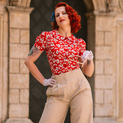 Jive Blouse in Red Pansy