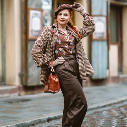 Poppy Blouse in Brown Floral Dancer