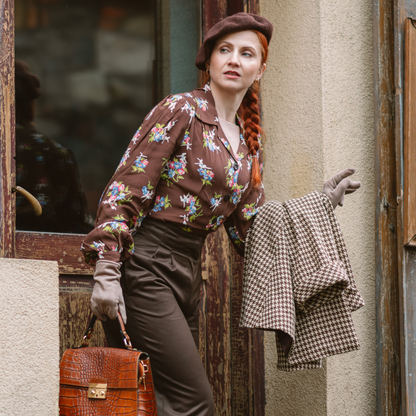 Poppy Blouse in Brown Floral Dancer