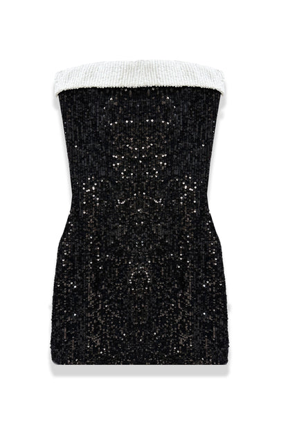 JUNIOR STAR FULL SEQUIN DRESS W/ CONTRAST BAND