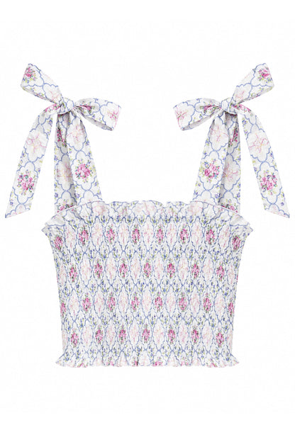 TWEEN SUNNY PRINTED TIE TOP