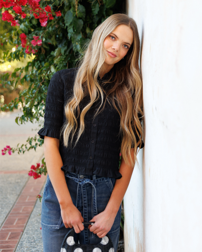 Smocked Button Down - Final Sale