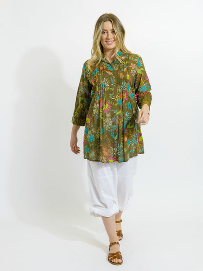 Maroochy Collared Shirt in Olive Garden