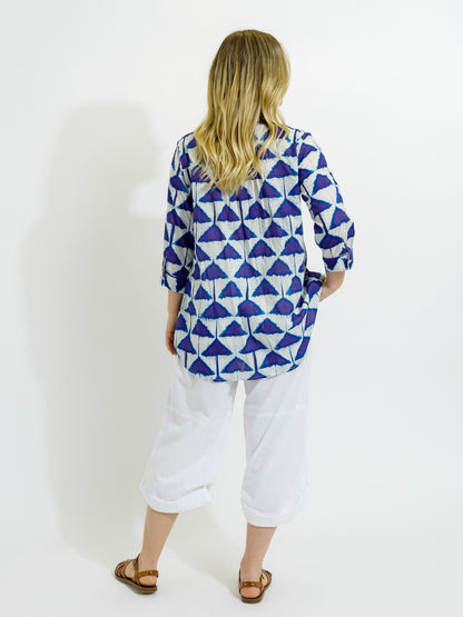 Palm Cove Top in Indigo Triangles
