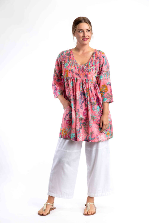 Dorrigo Embroidered Long Top in Carissma Garden