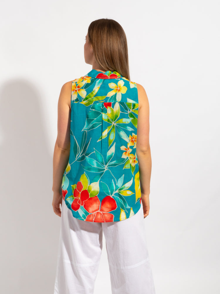 Mozaic Cooloola Top in Turquoise Tropical