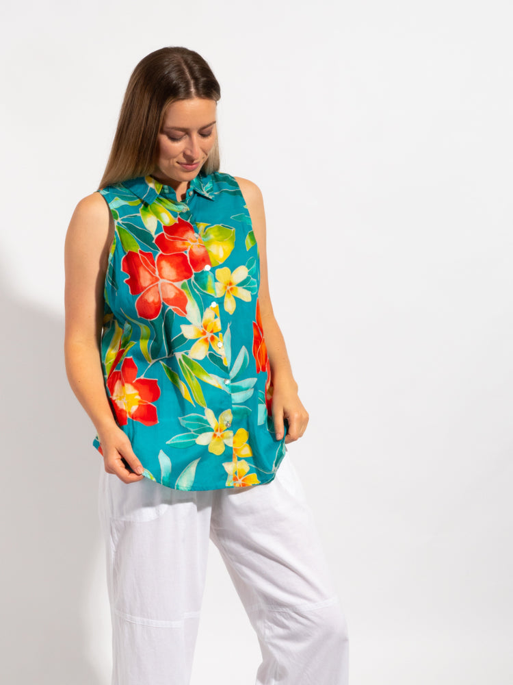 Mozaic Cooloola Top in Turquoise Tropical