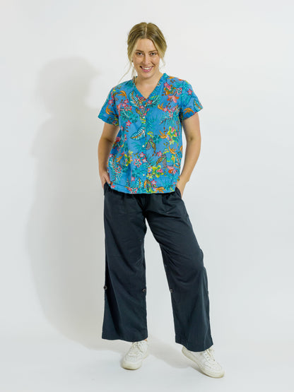 Capricorn Cotton Shirt in Blue Garden