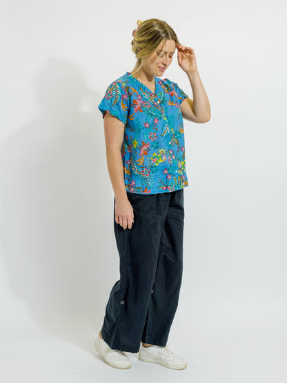 Capricorn Cotton Shirt in Blue Garden