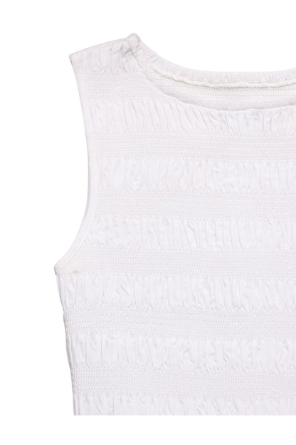 JUNIOR TARA SMOCKED RUFFLE TANK DRESS
