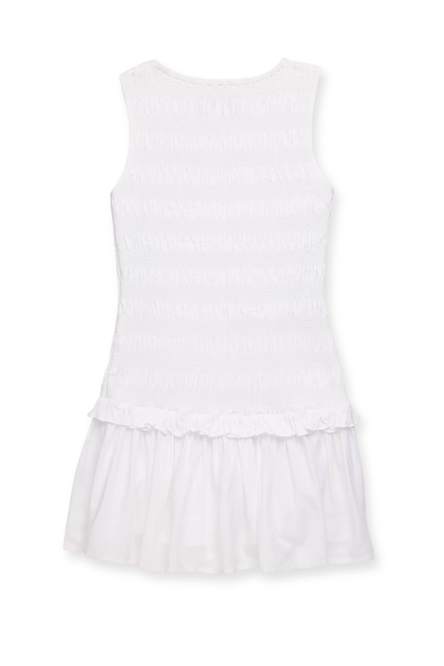 JUNIOR TARA SMOCKED RUFFLE TANK DRESS