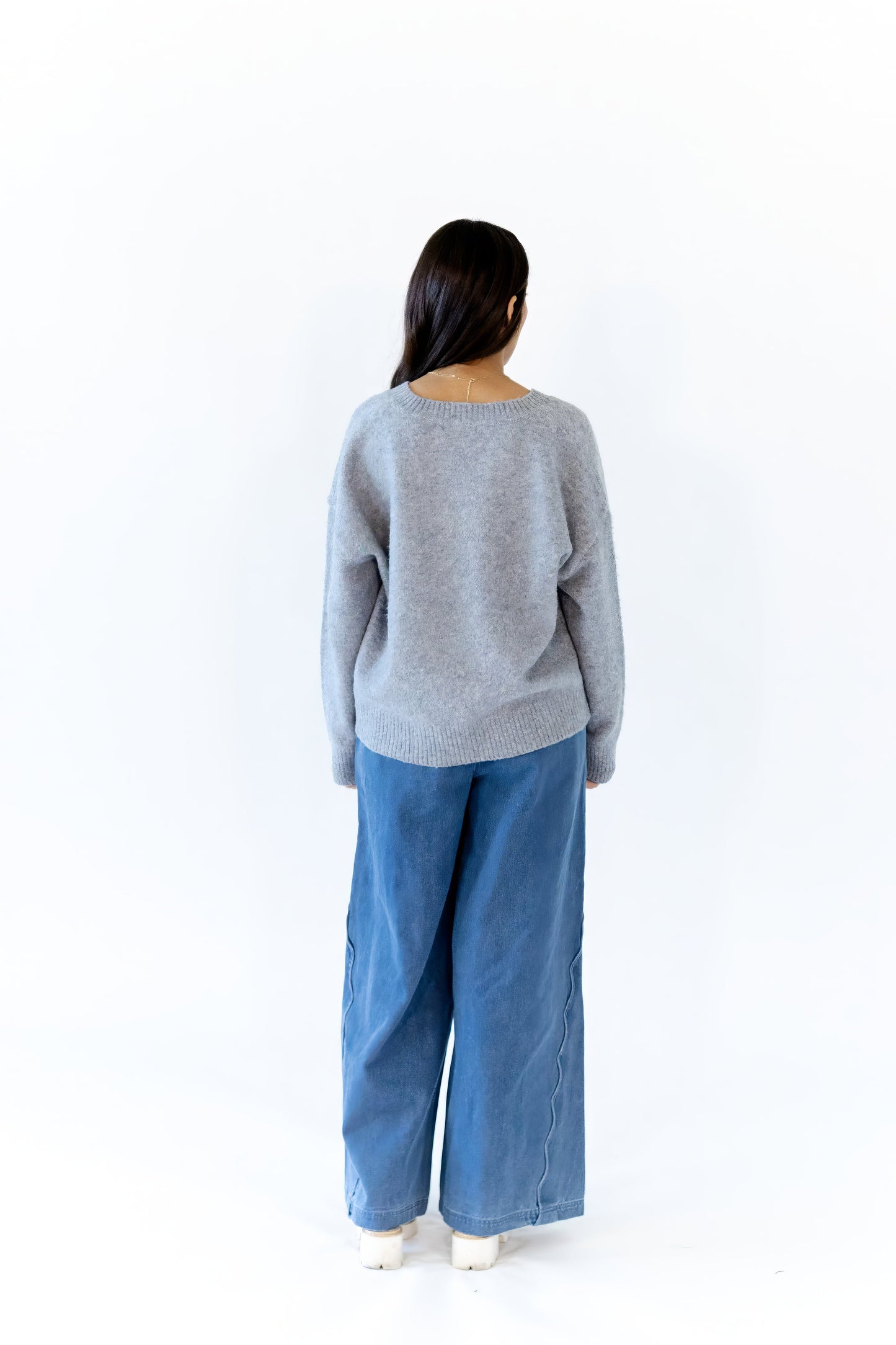 Heather Grey V-Neck Sweater
